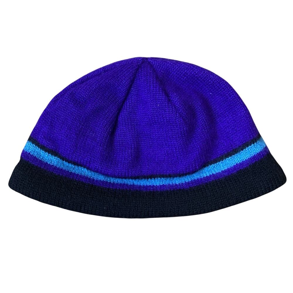 Kootenay Knitting Co Beanie Sz S/M Black Striped 100% Wool Lined Made In Canada